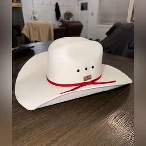 Men’s Smithbilt "Long" Calgary Stampede Hat - White with Red Band - Small